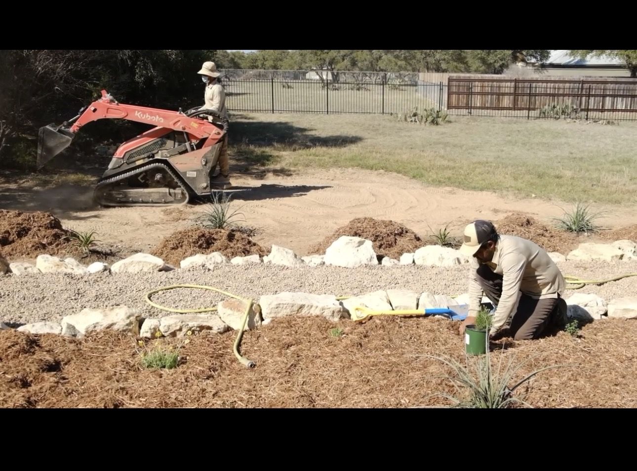 The Noon crew on site, building an install by hand
