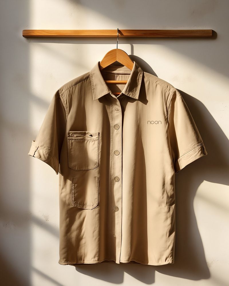 The buttoned work shirt in sand