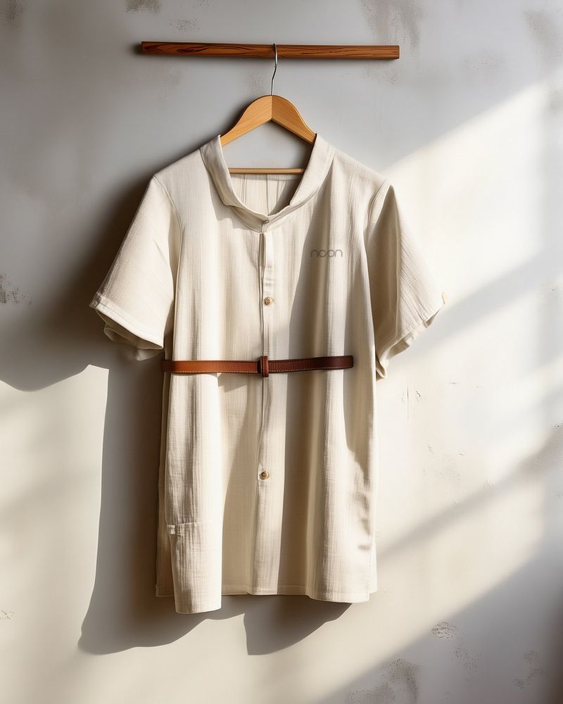 A plain linen tunic with a leather belt