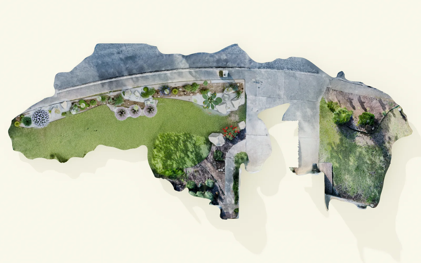 Designed: The design drawn on the same ground, before anything is built.