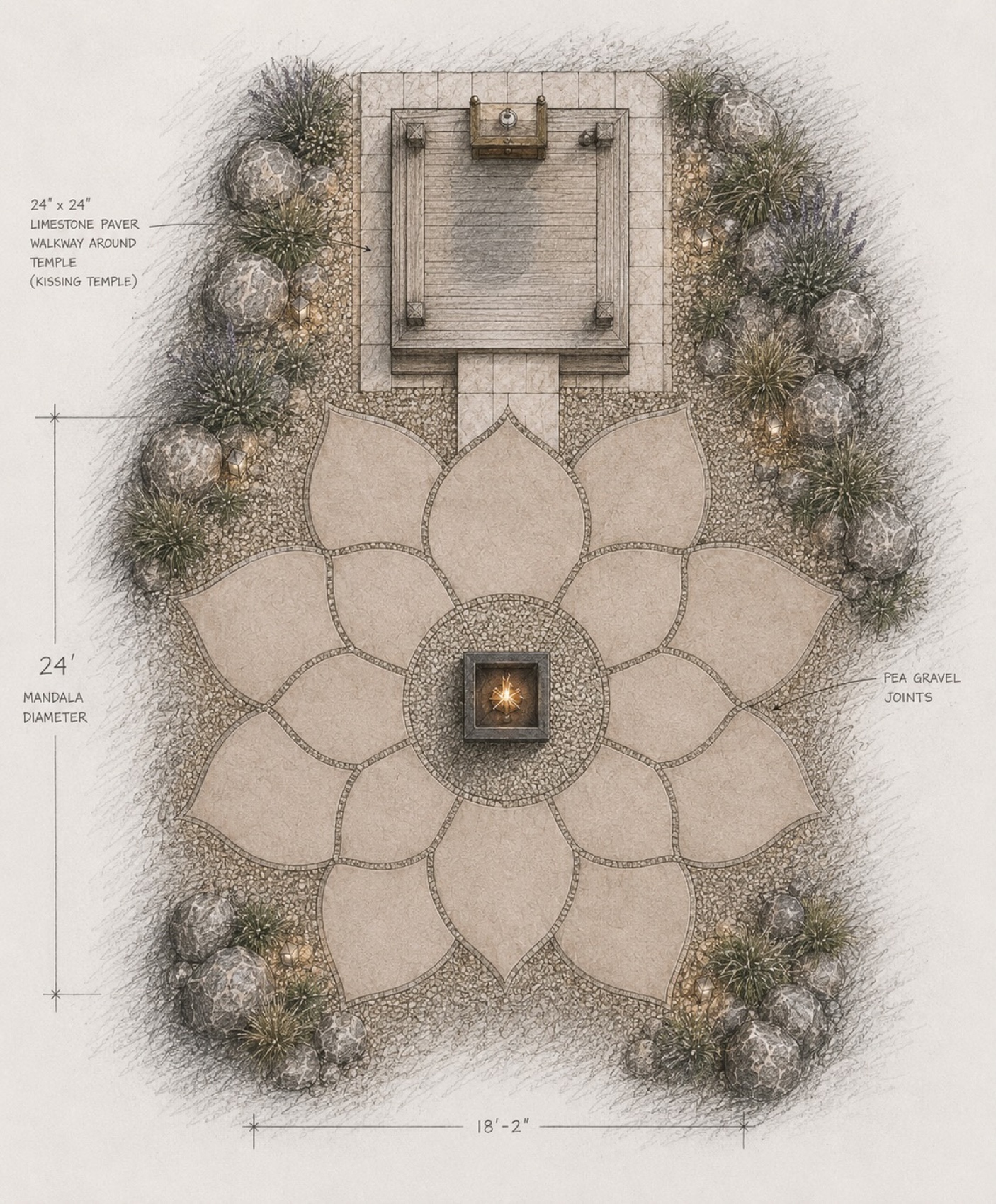 The 28-foot concrete Lotus mandala landmark.