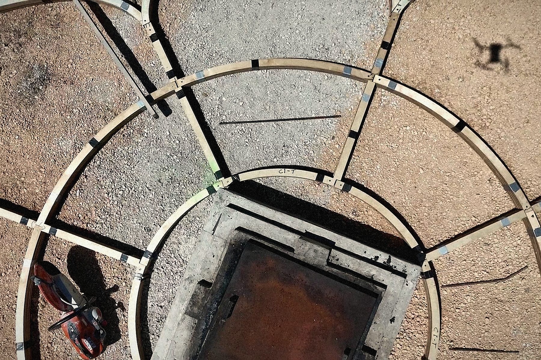 The plinth and the forms from straight above.